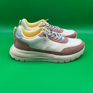 Hey Dude Women's Sneakers in White, Brown, and Yellow